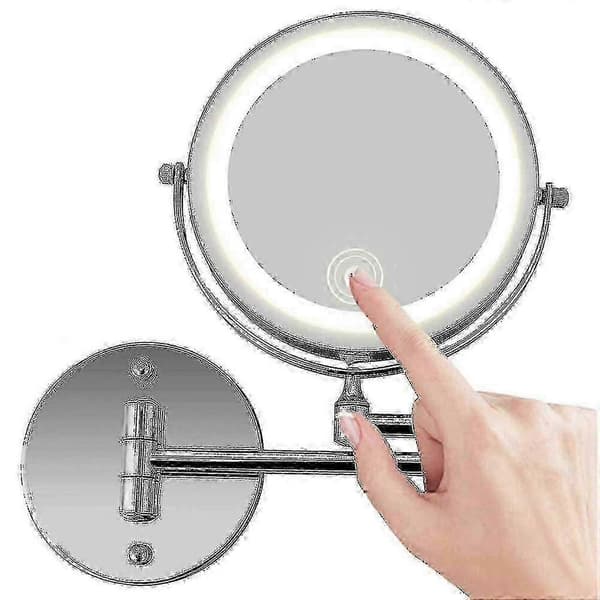 Väggmonterad Spegel LED med 10x förstoring, 360° vridbar
