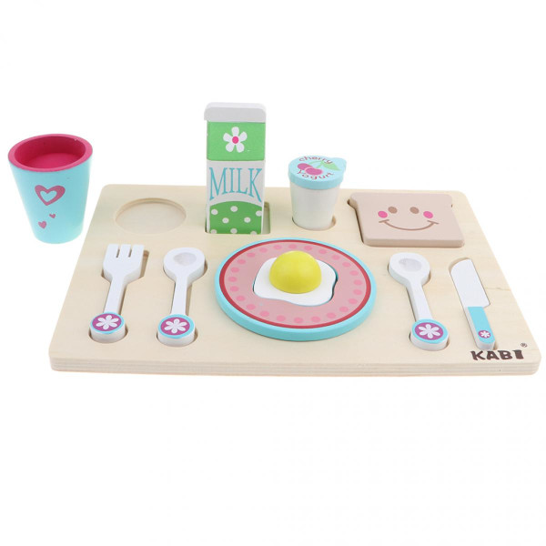 Kreativt Frukostset i Trä med Matkopp Leksak Barn Låtsaslek