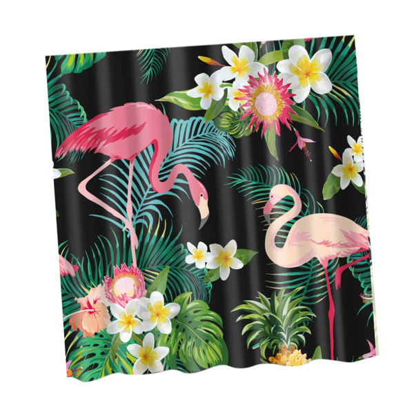 duschdraperi i polyester för badrum i folkstil med 12 krokar flamingo set 2