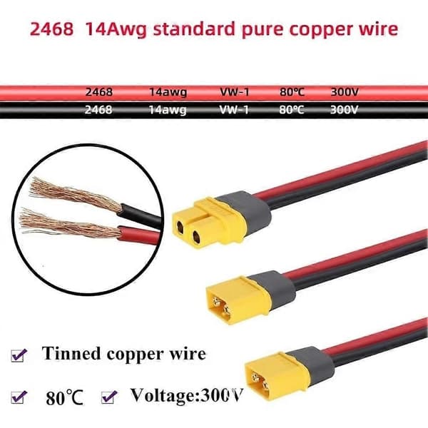 XT60 Y-Splitter Kabel 14AWG 2 Hun til 1 Han XT60 Parallel Kabel til Solpanel Power Station Batteriopladningssele