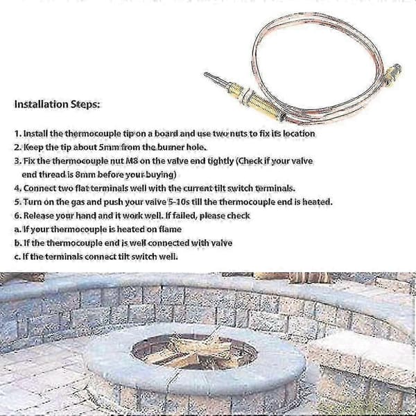 M8x1 Gas Termoføler Temperatursensor Kit 24 Tommer Længde