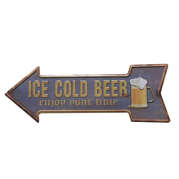 Vintage stil iskall öl pil gjutjärnsskylt målarfärg bar pub dekor a