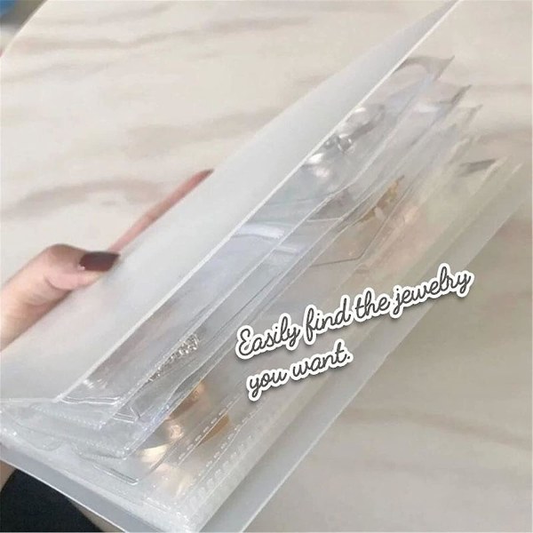 Owsen Transparent Smyckesförvaringsbok, Örhänge Organizer Bok, Anti-Oxidation Smyckesförvaring (84 Fack + 50st Smyckesförvaringspåsar)