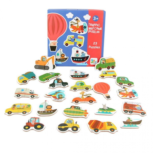 Matchande pussel för 2-4 år gamla barn Trä pedagogisk leksakstransport