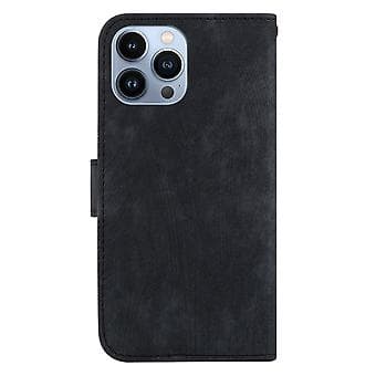 Preget skinnveske til iPhone 15 Pro Max (svart)