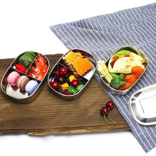 [RM]1 L Rustfri Madkasse - Bento Box med 2 Rum
