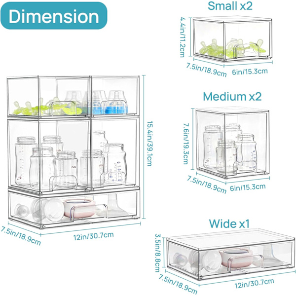 [RM] 5-piece Transparent Small Stackable Storage Drawer Set, Acrylic Bathroom Makeup Box (for Vanity, Pantry, Home Organization)