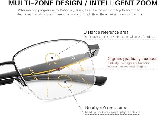 Progressive Photochromic Multifocal Reading Glasses Spring Hinge Computer Sunglasses Anti Eyestrain Eyewear[RM]