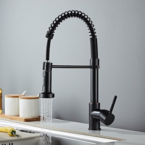 [RM][11D] Kitchen Faucet Matte Black Kitchen Faucet with Black Pull-Out Spray