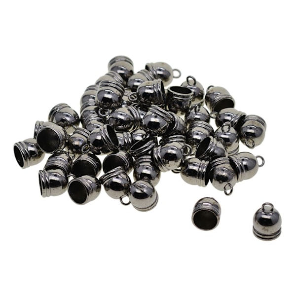 50 st 10 mm Klockformad Ändhylsa Mesh Kumihimo Snöre Tofs DIY Tillverkning Svart
