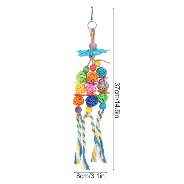[RM]Parrot Rattan Ball Chew Toy Cage Hanging Bird Biting String 2 Pcs