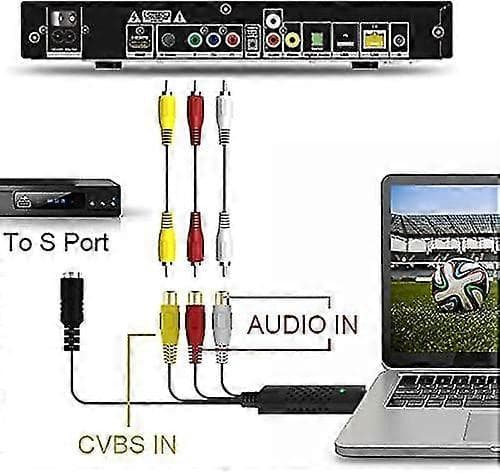 Video Grabber USB-innspillingskort, Konverter Hi8 VHS til Digital DVD for Windows PC, Lyd Video Digitaliserings Konverter Adapter