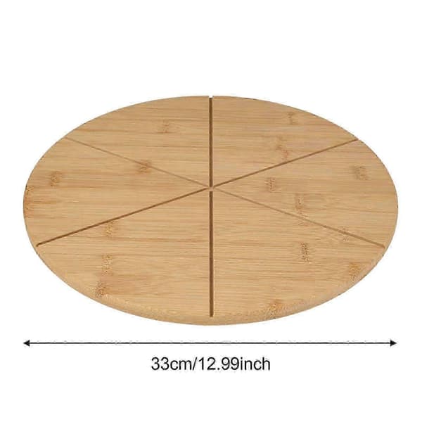 Pizzaleikkuulauta Bambu Pizzatarjotin Ruoanvalmistusalusta Juustotarjotin 6 grids 33cm
