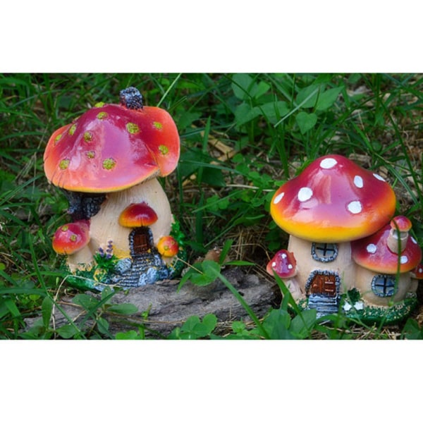 Svampfehus staty miniatyr älvträdgård & terrarium ny 4