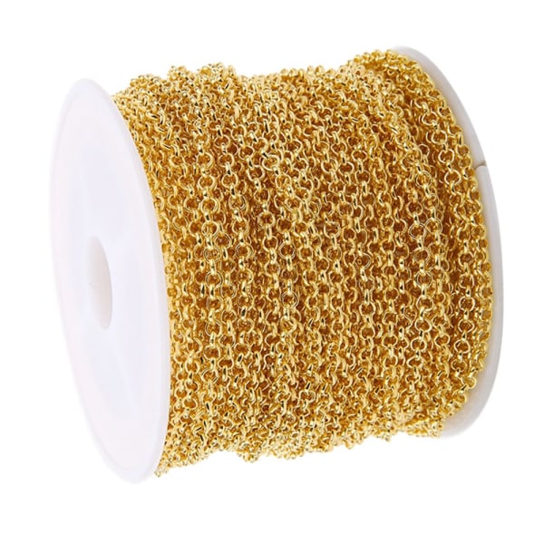 10 meter svansförlängningskedja för gör-det-själv smycken armband halsband guld 2 mm