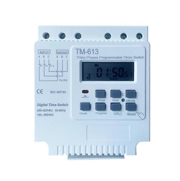 TM-163 Trefas 380V/16A Intelligent Digital Veckoprogrammerbar Strömbrytare med Timerfunktion