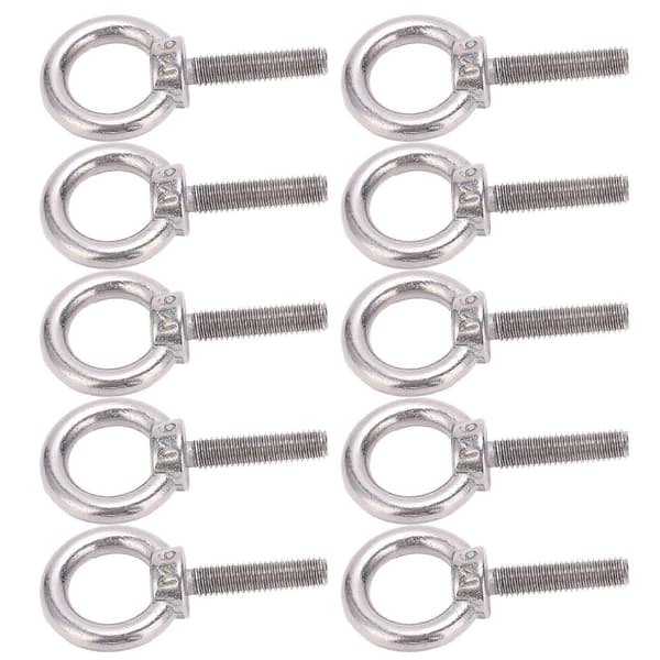 10 stk Øjebolt 304 Rustfrit Stål Løftende Rund Ring Skrue Fastgørelse Hardware M6x25