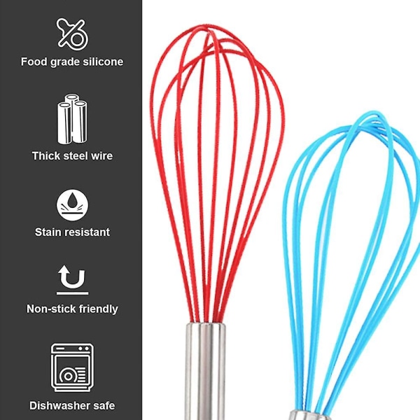 8 tums och 10 tums silikonvispsats om 4, visp ballong äggsås visp för nonstick kokkärl style 6