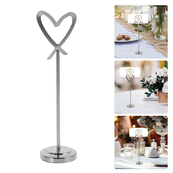 Notatbordstativ i rustfritt stål, hjerteformet holder for fest, 2 stk.