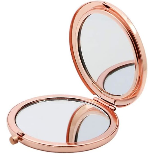 Kompakt Förstoringsspegel För Handväskor, Vikbar Mini Dubbelsidig Resesminkspegel, Perfekt För Handväska, Ficka Och Resor Rose Gold