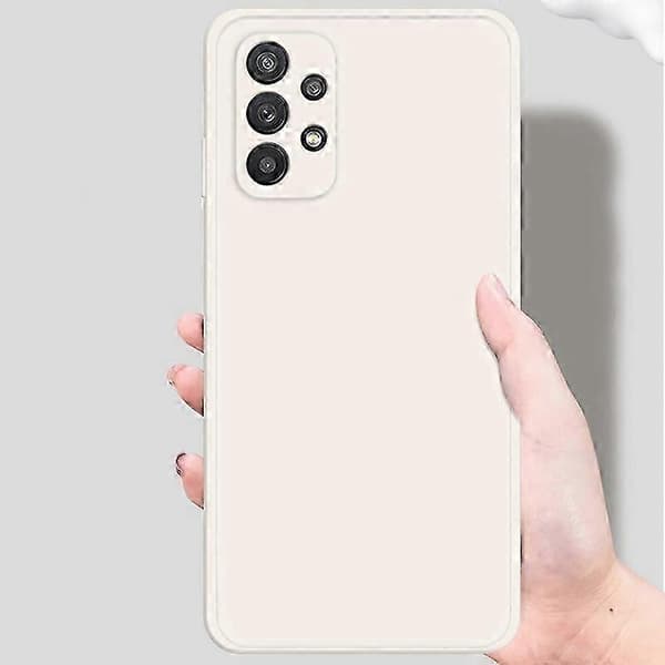 För Samsung Galaxy A32 5G M32 5G Rak Kant Gummerat Flexibelt TPU-fodral Mikrofiberfoder Anti-S Beige Beige