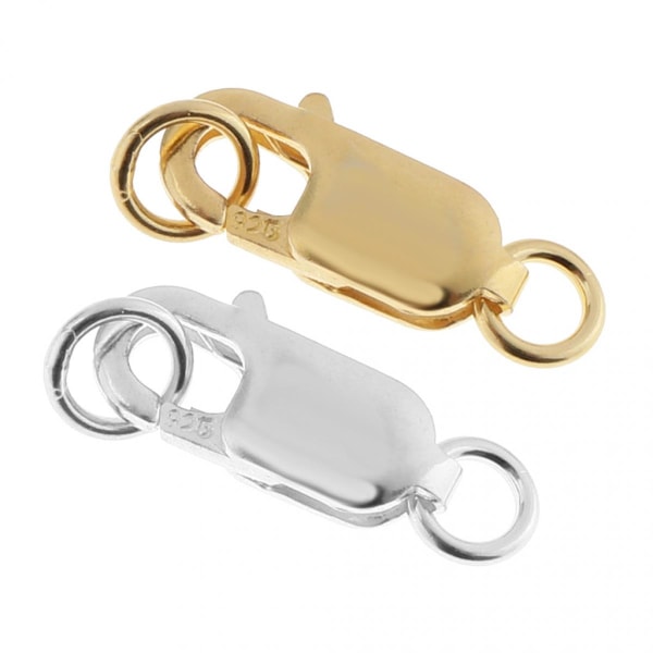 Bitar 8 mm 925 silverfärgad Trigger Lobster Clasp Connectors för smyckestillverkning, silver, guld
