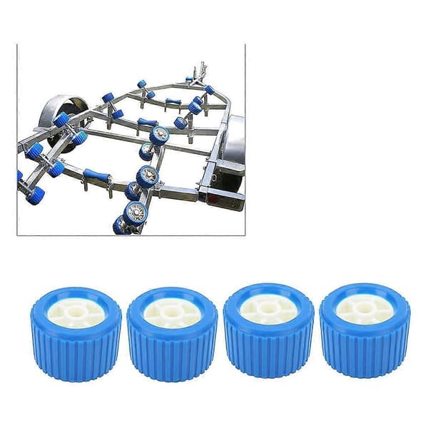 4PCS Båttrailer Ribbade Wobble Rollers, Trailer Roller Båramp Rollers Båtlyft Hjul Kit för B blue