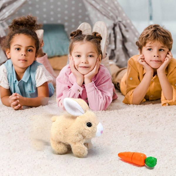 Bunny Toys Interaktiva Leksaker Kaniner kan gå och prata, påskplysch fylld kaninleksak Gå kanin Pedagogiska leksaker för barn, hoppande öron med Carr