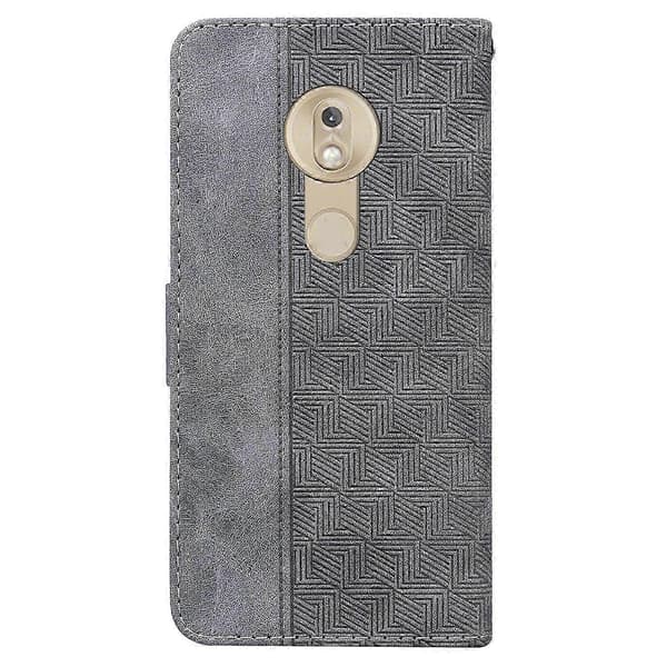 [RM]Motorola Moto G7 Play EU-versjon geometrisk preget skinndeksel Grey