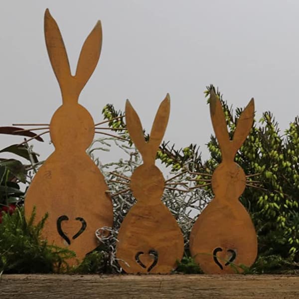 [RM]Easter Iron Rabbit Ornament Lawn Garden Decoration Easter Craft