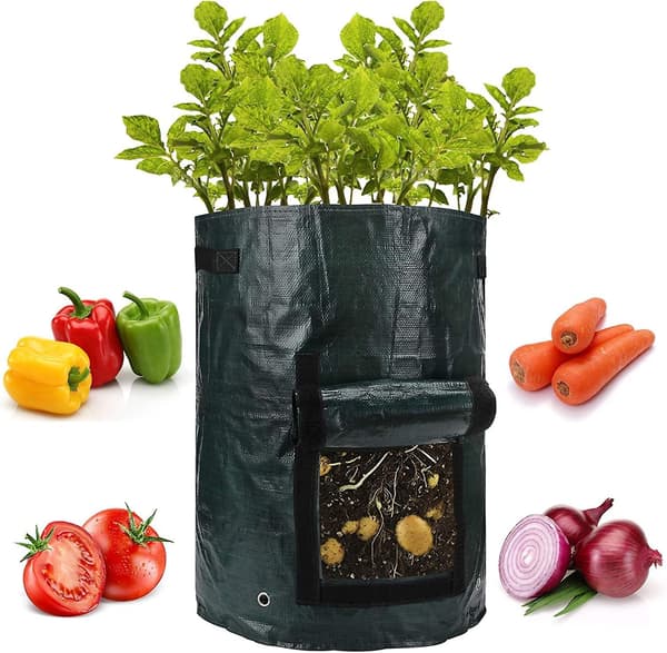 2 st planteringspåsar - För odling av potatis, morötter, tomater, frukter, mörkgröna, 35*45 cm