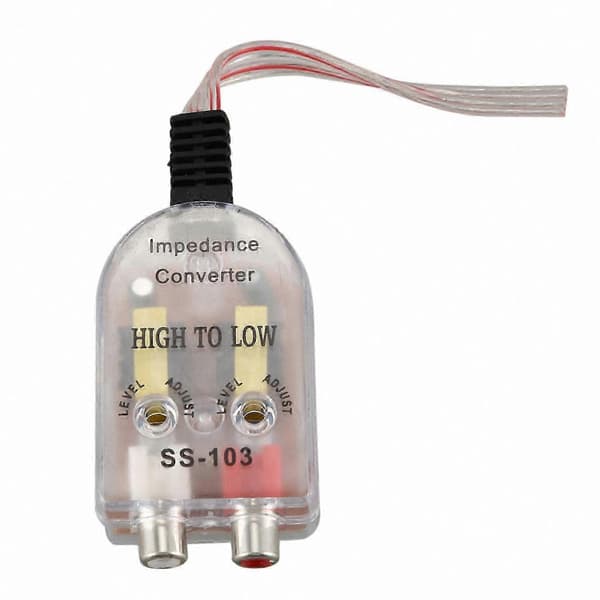 Høj til lav impedans konverteradapter til billydsystemer Højttaler til linjeudgang Clear Silver Tone