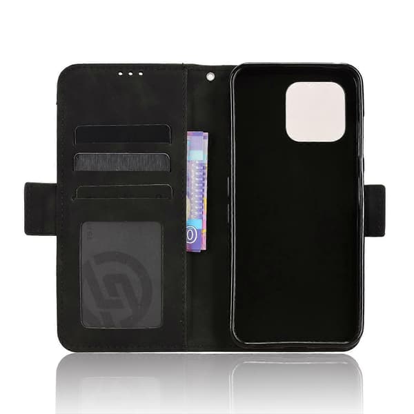 [RM] Compatible with Fairphone 6 Leather Case Phone Wallet Cover with Multiple Card Slots - Perfect Black