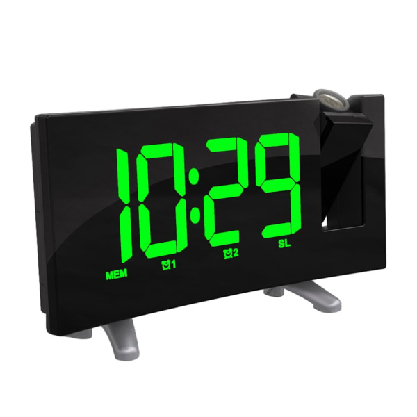 FM-radio LED-väckarklocka Digital Elektronisk Bordsprojektor Grön LED-klocka
