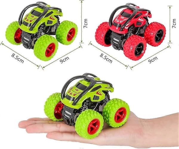 Monstertruckar. Dra tillbaka billeksaker 360 rotation terräng friktionsdriven Acsergery-present