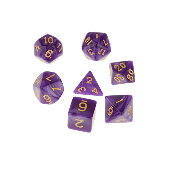 7X Polyedriska Tärningar 16mm För Dungeons And Dragons DND MTG Bordsspel Lila