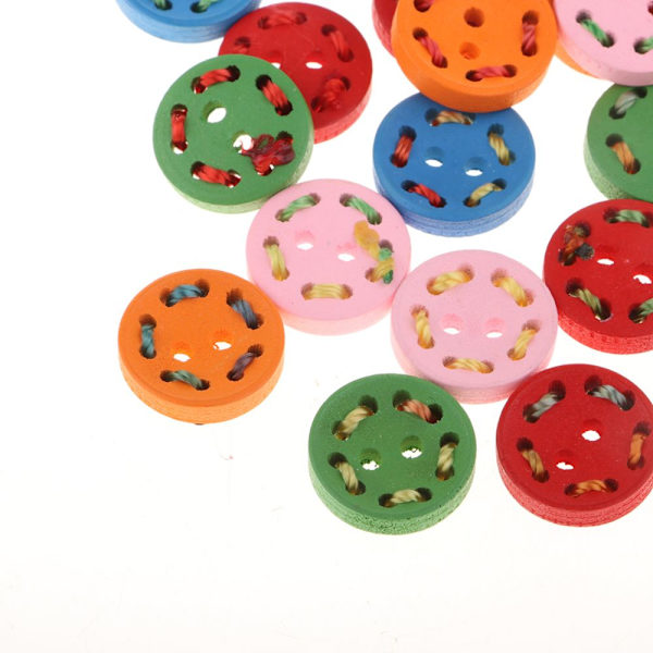 30 st Träknappar Dekor Kedjor för Sömnad Hantverk Scrapbooking 15mm Rund