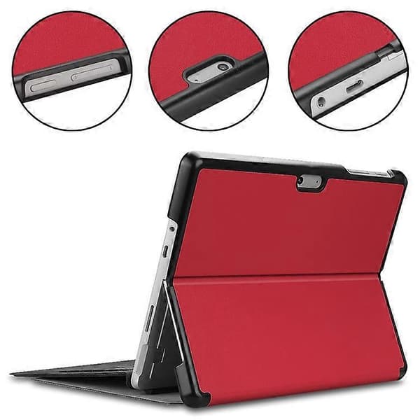 Kompatibelt fodral för Microsoft Surface Go 4, vikbart PU-läderställ, fullt skydd Red