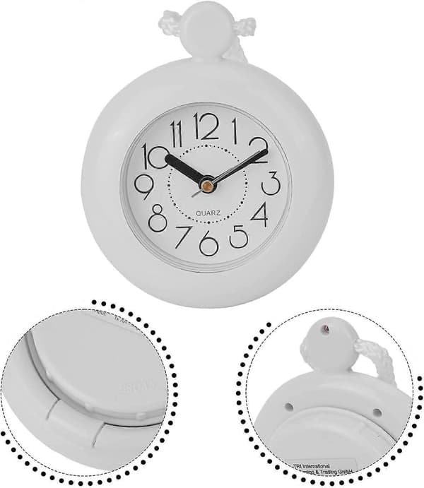Waterproof Bathroom Clock Analog Quartz with Hanging Rope for Shower Wall and Versatile Use