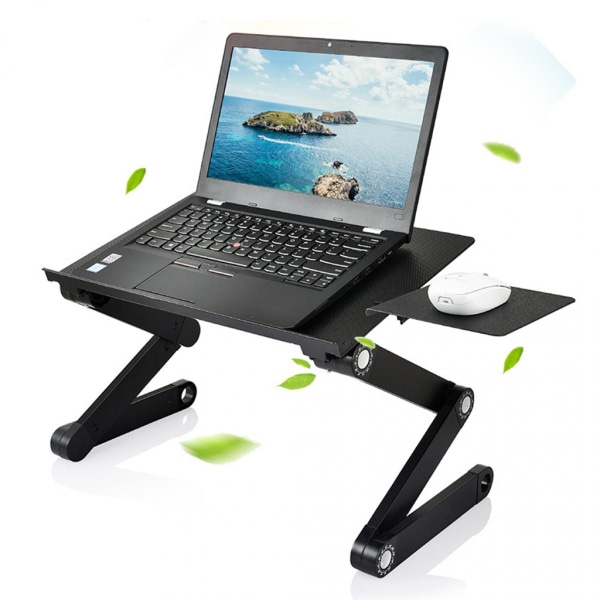 JUSTERBART LAPTOPBORD LAPTOPSTÄLL 360 GRADERS ROTATION Svart