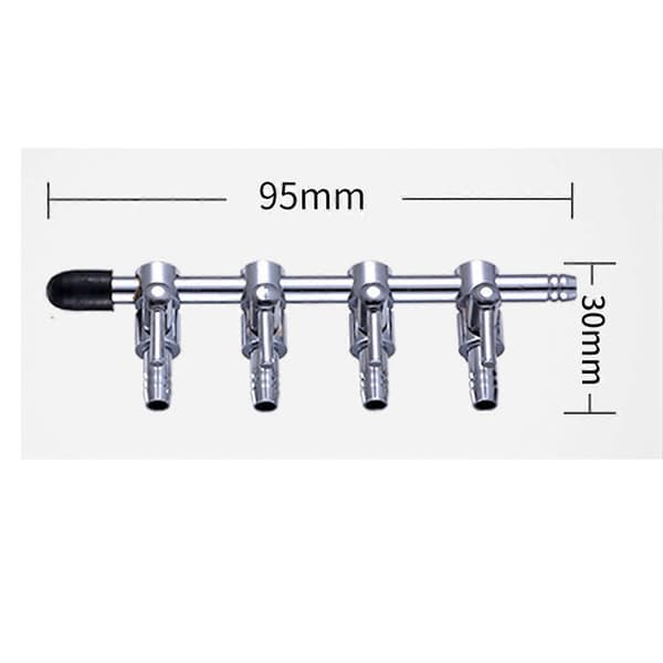 3-delars justeringsventilset för vattenrör, justeringsventil för akvarieluftslang, reglerventil, vattenrörsregleringsventil, 9,5*3 cm, silver, metallmaterial