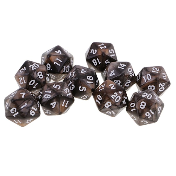 10 st 20-sidiga tärningar D20 Polyedriska tärningar för Dungeons And Dragons Bordsspel Kaffe Grå