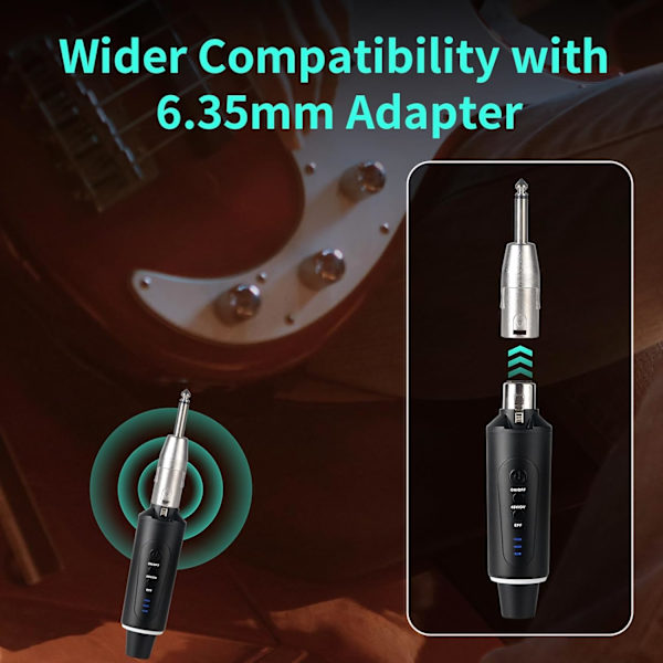 [RM]2025 Latest Model XLR Wireless Microphone System, Wireless Guitar Transmitter Receiver Plug-on for Dynamic and 48V Condenser Microphones