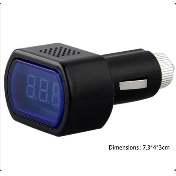 Mini bilvoltmeter, digitalt display bilspændingstester, mini batterimonitor, 7,3*4*3cm, sort, plastmateriale