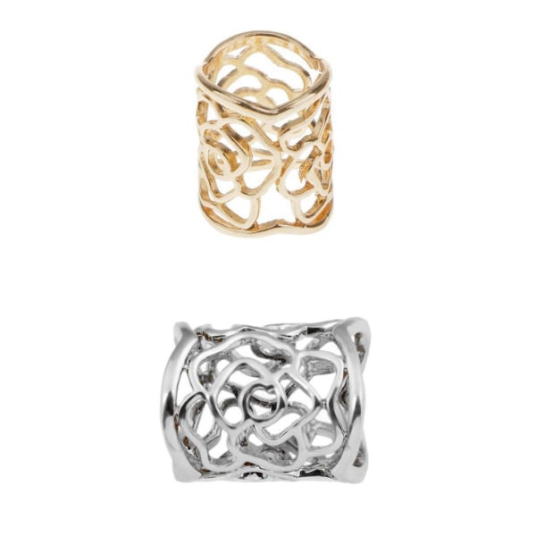 2st Enkel Vintage Legering Rose Shape Dam Halsduk Ring -Silver+Guld