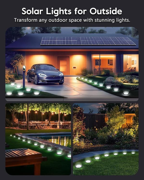 [RM]16-pack Solar Lights Outdoor IP65, 16 LED Ground Lights with Automatic On/Off, White Light White candle, 12 pcs