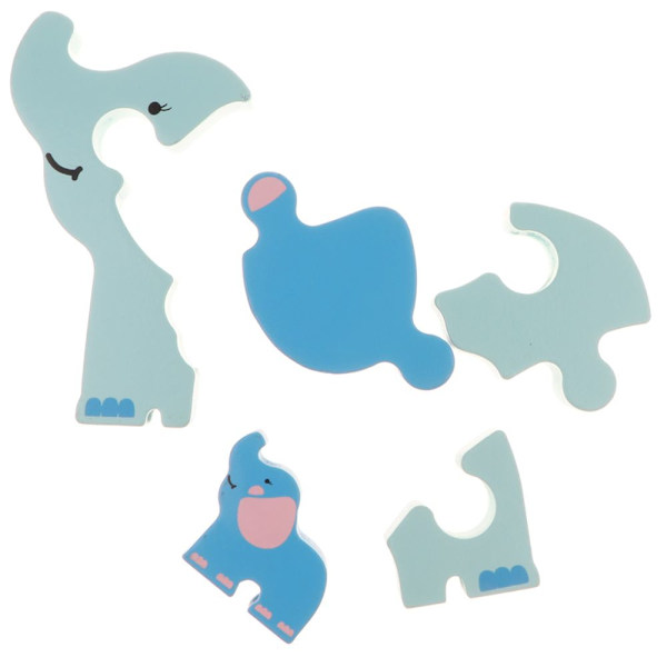 Tecknad Trä 3D Pussel Djurmodell Byggklossar Leksak Elefant