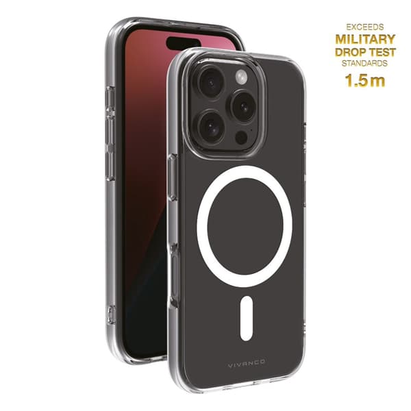 Vivanco Mag Clear -kuori iPhone 16 Prolle, läpinäkyvä 66