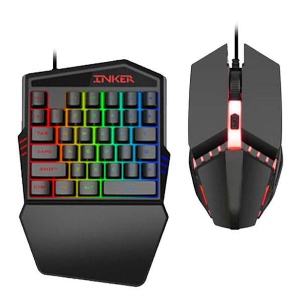 Bakgrundsbelyst enhands Gaming Tangentbord Mus Kylställ Tangentbord + Mus