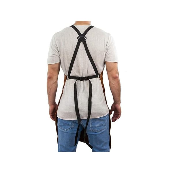 [RM]Professional Leather Welding Apron for Men with 6 Pockets. Durable Welding Apron with Flame Protection and Protection for Blacksmiths.
